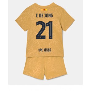 Barcelona Frenkie de Jong #21 kläder Barn 2022-23 Bortatröja Kortärmad (+ korta byxor)